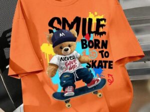 Maypra "Born to Skate" Street Bear Edition Graphic T-Shirt in Sunset Orange